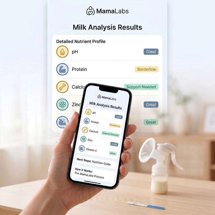 MamaLabs app showing results as Great, Borderline or Support Needed