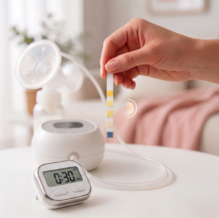 Holding the test strip for 30 seconds while the colors develop